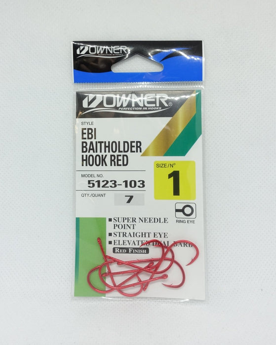 OWNER EBI Baitholder Hook (Red) #1 - Bait Tackle Store