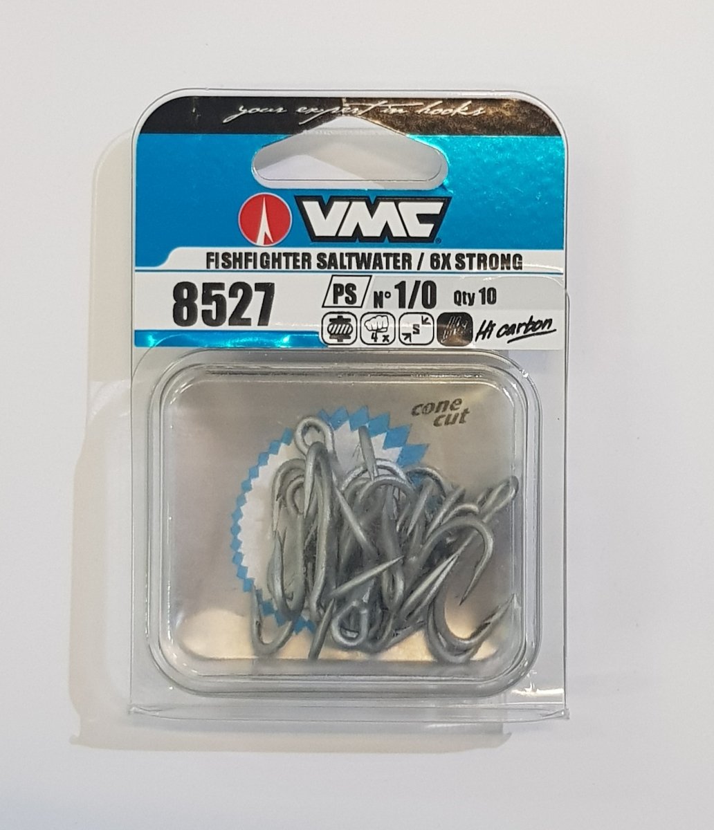 VMC 8527PS 8527 PS 6x Strong Saltwater Steel FISHFIGHTER Treble 3 Hooks  Size 2/0 for sale online